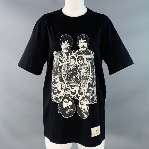 Size XS Get Back Black White Jersey Rock Print Crew Neck T-Shirt - Picture 1 of 8